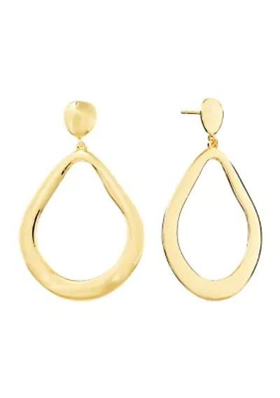 Gold Plated Large Open Teardrop Post Earrings