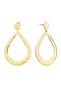 Gold Plated Large Open Teardrop Post Earrings