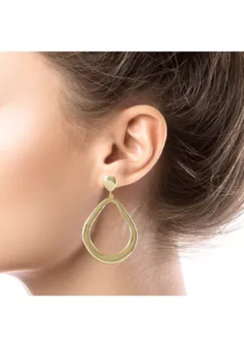 Gold Plated Large Open Teardrop Post Earrings