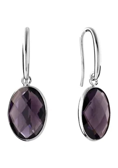Silver Plated Crystal Oval Drop Earrings