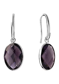 Silver Plated Crystal Oval Drop Earrings