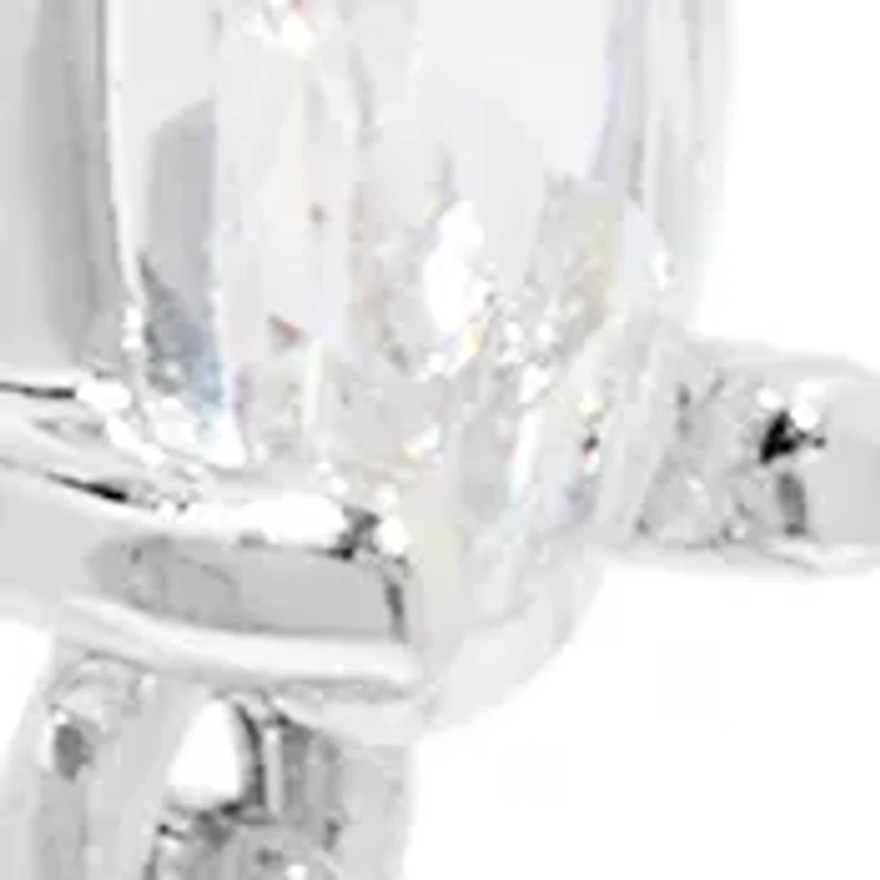 Silver Plated Cubic Zirconia Round and Marquise Post Drop Earrings