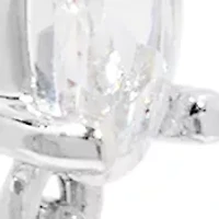 Silver Plated Cubic Zirconia Round and Marquise Post Drop Earrings