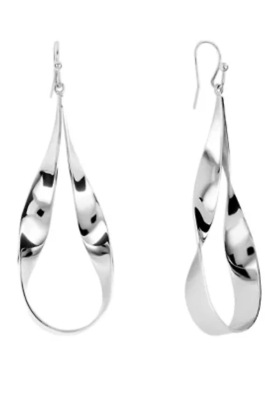 Silver Plated Wavy Drop Earrings