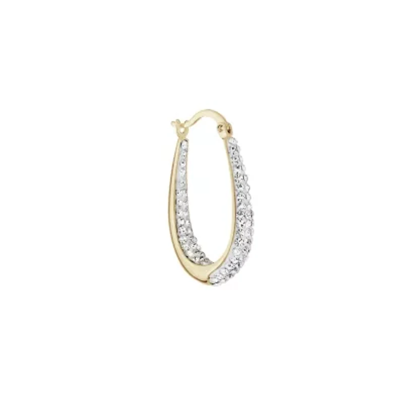 Gold Plated 1.1IN Crystal Inside and Out Oval Hoop Earrings