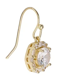 Cubic Zirconia Baguette Halo Drop Earrings