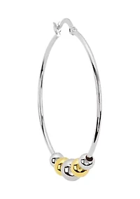 Two Tone Plated Multi Bead Click Top Hoop Earrings