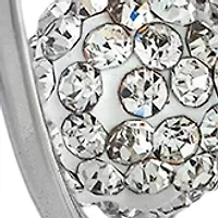 Fine Silver Plated 1.7 Inch Crystal Ball Post Hoop Earrings