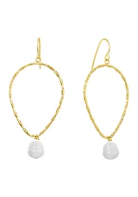 Fine Silver Plated Freshwater Pearl Drop Twisted Teardrop Earrings