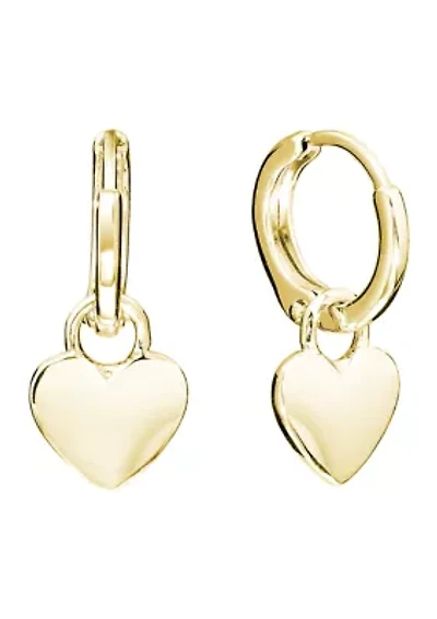 Heart Charm Hinge Hoop Earrings
