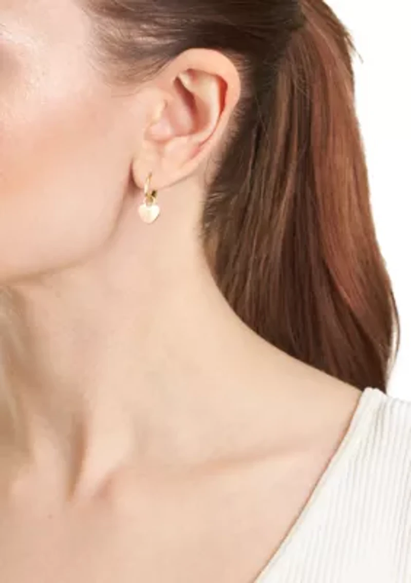 Heart Charm Hinge Hoop Earrings