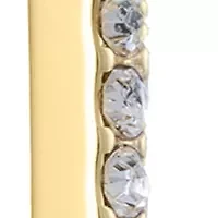 Fine Silver Plated 1.8" Front Crystal Hexagon Click Top Hoop Earrings or Gold