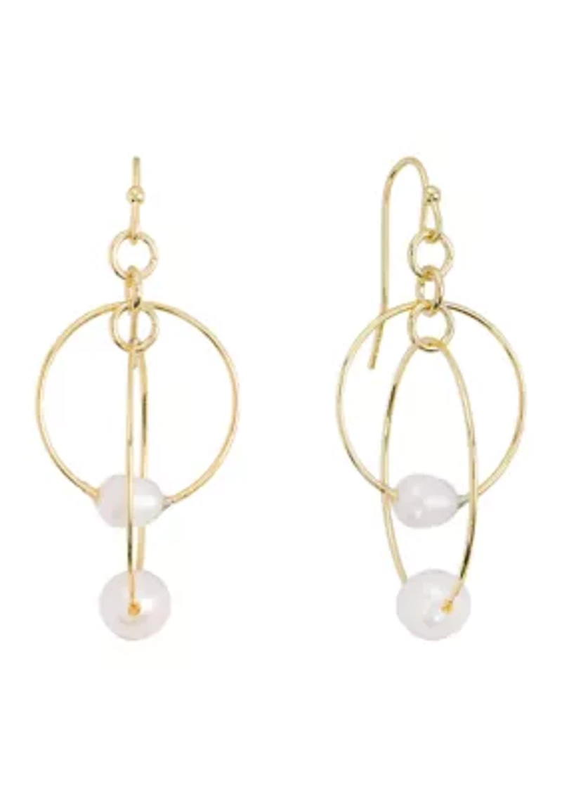Interlock Gold Tone Hoop Chandelier Earrings