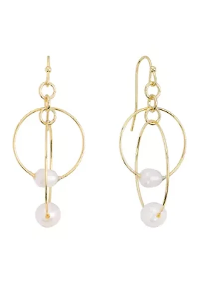 Interlock Gold Tone Hoop Chandelier Earrings