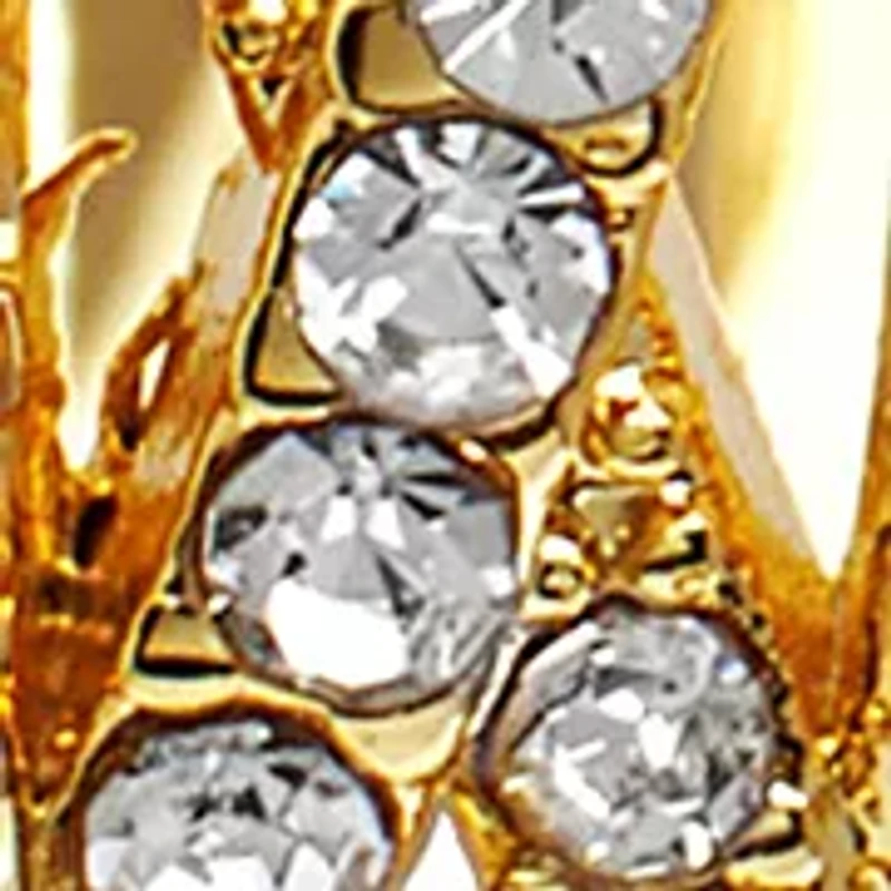 Gold Plated 1.15" Round Crystal Pavé Crossover Hoop Earrings