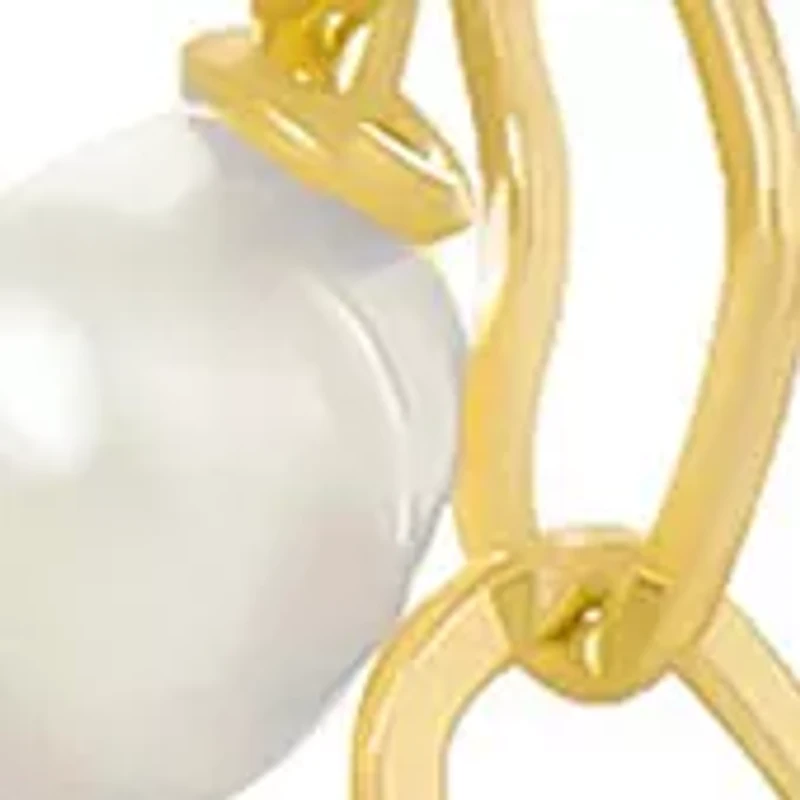 Fine Silver Plated 4 Pearl Heart Chain Drop Earrings