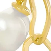 Fine Silver Plated 4 Pearl Heart Chain Drop Earrings