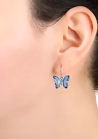 Silver Plated Crystal Butterfly Drop Earrings
