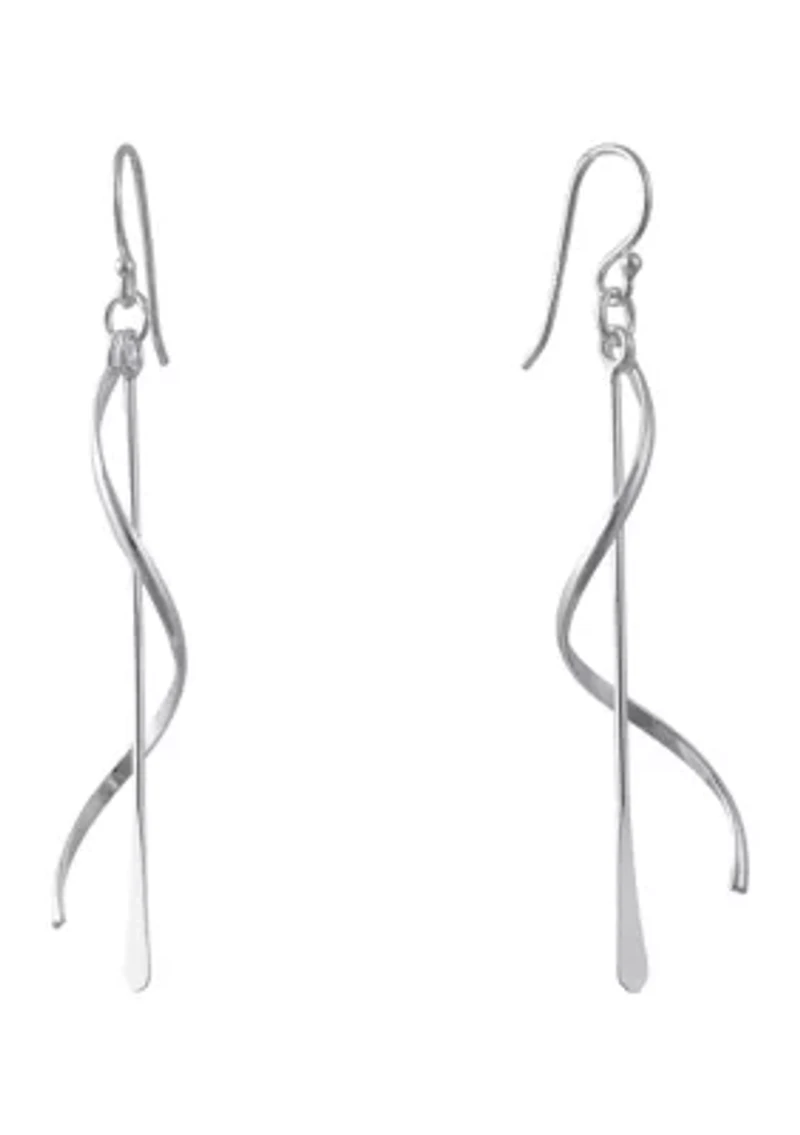 Silver Plated 2.5" Long Drop with Helix Twist Drop Earrings