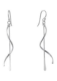 Silver Plated 2.5" Long Drop with Helix Twist Drop Earrings