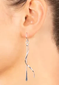 Silver Plated 2.5" Long Drop with Helix Twist Drop Earrings