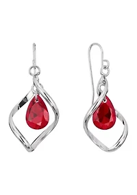 Sterling Silver Crystal Open Arabesque Twist Drop Earrings