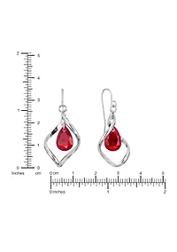 Sterling Silver Crystal Open Arabesque Twist Drop Earrings