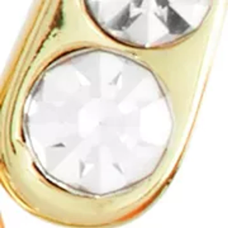 Gold Plated Crystal Pavé Double Curve Bar Drop Earrings