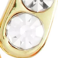 Gold Plated Crystal Pavé Double Curve Bar Drop Earrings