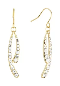 Gold Plated Crystal Pavé Double Curve Bar Drop Earrings