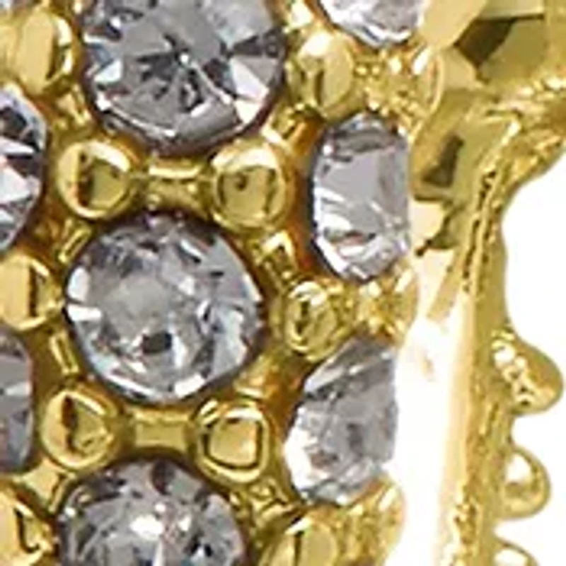Gold Plated .56" Crystal Pavé Chunky Double Hoop Earrings
