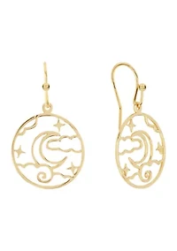 Gold Plated Moon and Star Cut-Out Drop Earrings