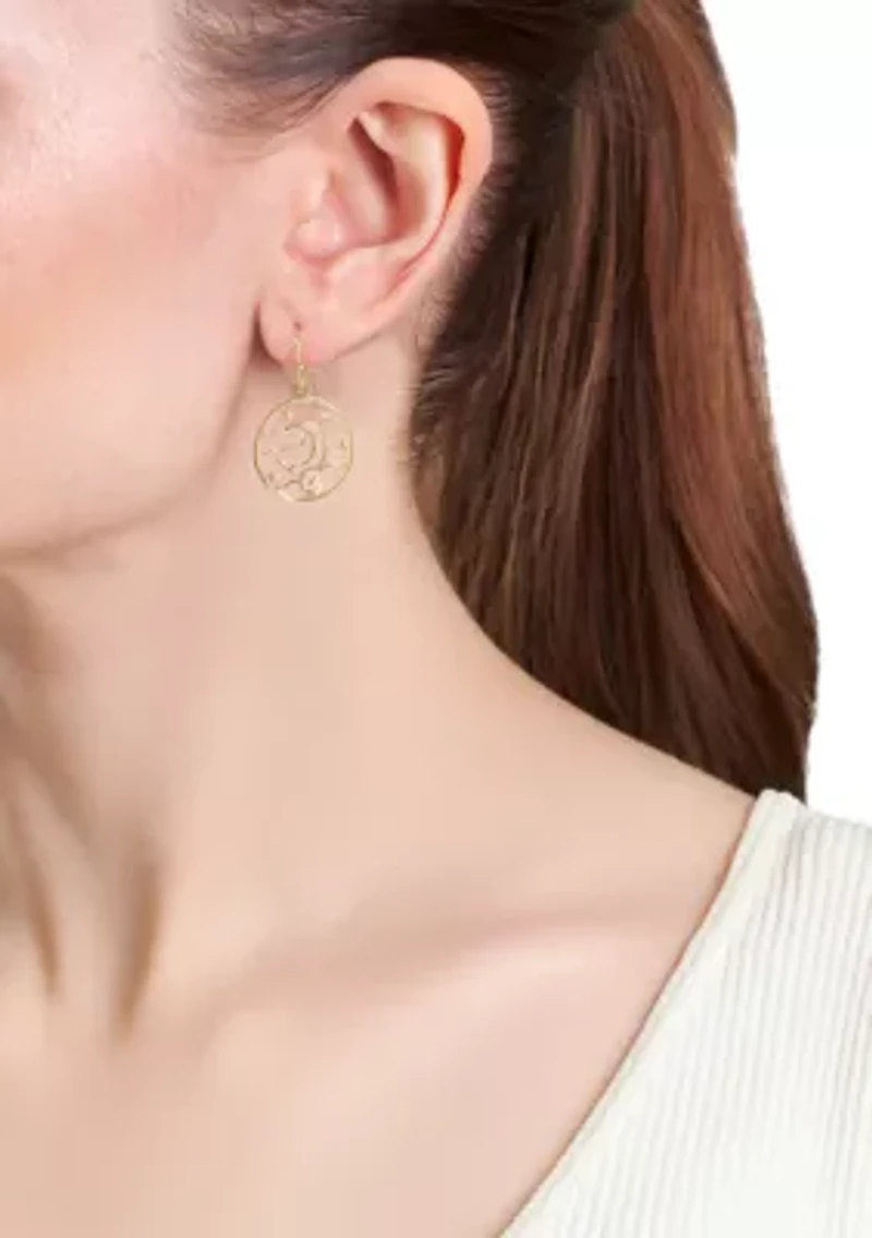 Gold Plated Moon and Star Cut-Out Drop Earrings