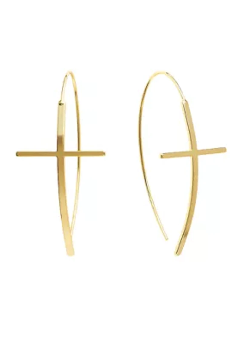Cross Marquise Wire Drop Earrings