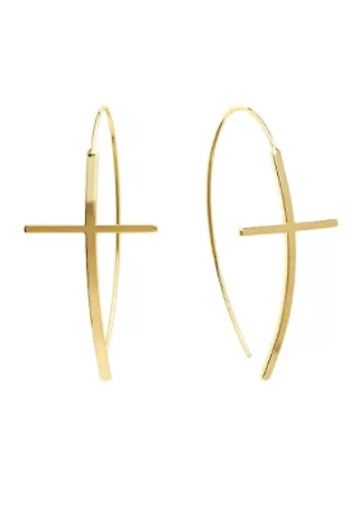 Cross Marquise Wire Drop Earrings