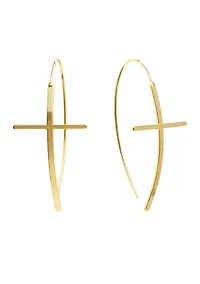 Cross Marquise Wire Drop Earrings