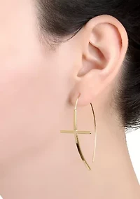 Cross Marquise Wire Drop Earrings
