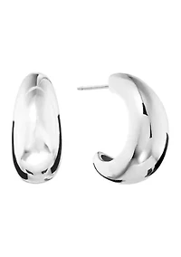 Silver Plated Chunky J Post Hoop Earrings