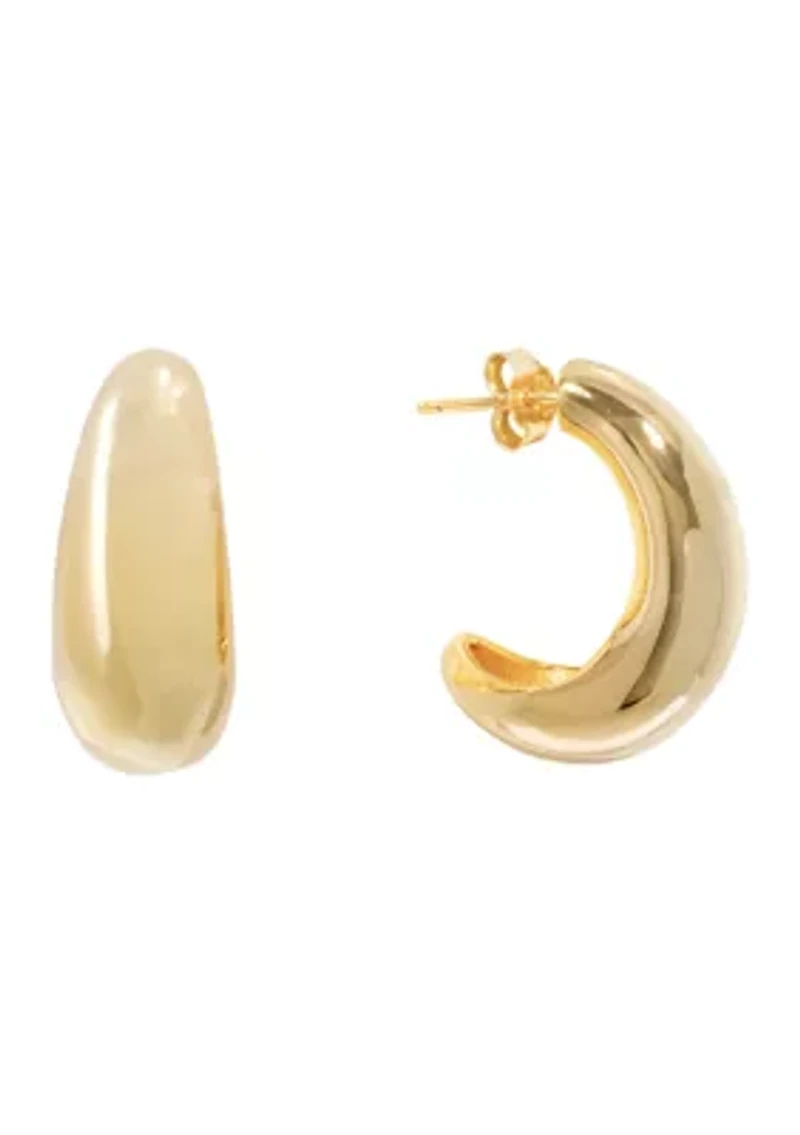 Gold Plated 1" Chunky J Post Hoop Earrings