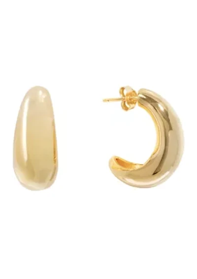 Gold Plated 1" Chunky J Post Hoop Earrings