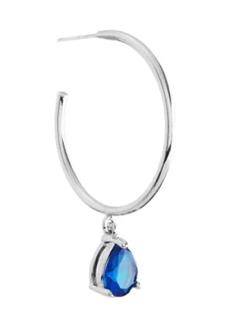 1.65" Crystal Teardrop Dangle Post Hoop Earrings