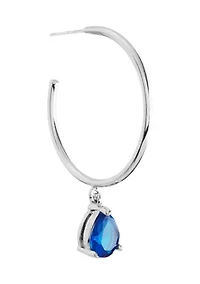1.65" Crystal Teardrop Dangle Post Hoop Earrings