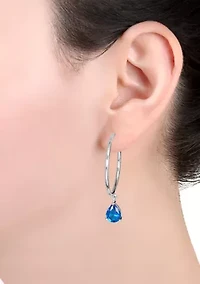 1.65" Crystal Teardrop Dangle Post Hoop Earrings
