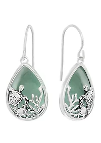 Green Aventurine Turtle Teardrop Earrings