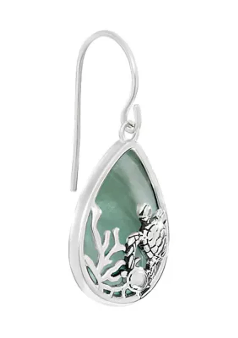 Green Aventurine Turtle Teardrop Earrings