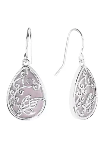  Rose Quartz Butterfly Teardrop Earrings