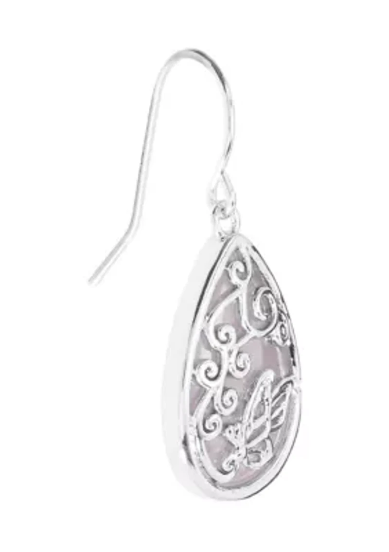  Rose Quartz Butterfly Teardrop Earrings