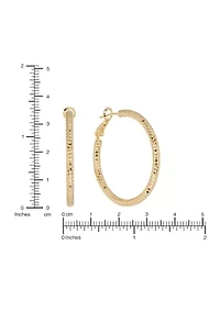 Gold Plated Diamond-Cut Clutchless Hoop Earrings