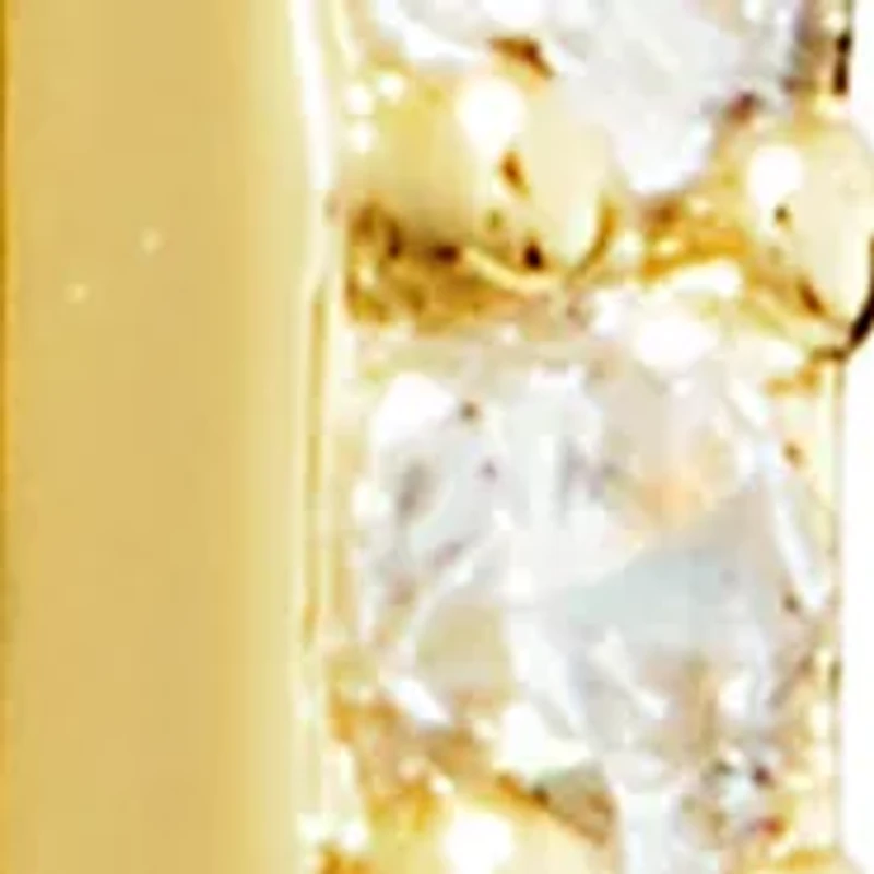 Cubic Zirconia Pearl Oblong Click Top Hoop Earrings