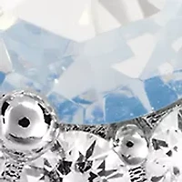 Silver Plated Moonlight Glass and Cubic Zirconia Sunburst Stud Earrings